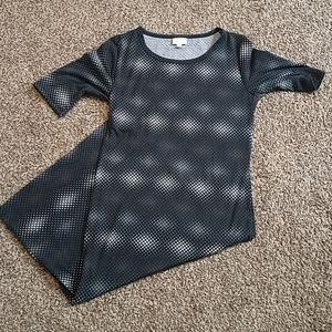 Black Patterned Short Sleeve A-Line Dress - Women